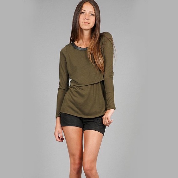 Donna Mizani XS Knit Leather Trim Sweater Top - Picture 8 of 8